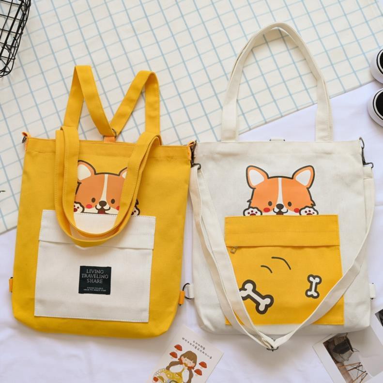 Túi tote túi vải canvas đa năng phong cách Hàn Quốc Taro Stationery