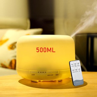 Máy Khuếch Tán Tinh Dầu 500ml có REMOTE Cao Cấp - Máy Xông Tinh Dầu chuyên dụng Đèn LED 7 màu biến đổi cực đẹp