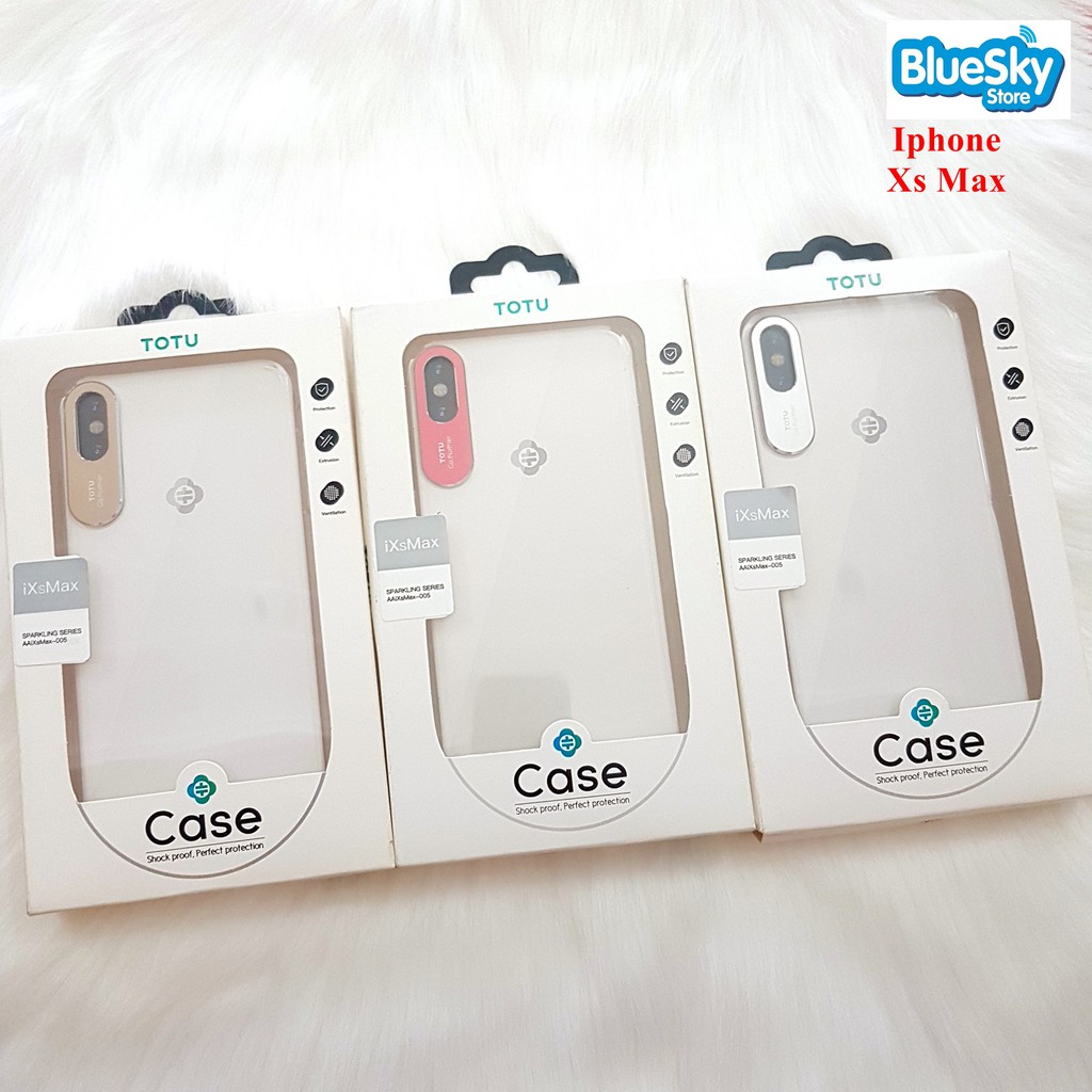 Ốp lưng Iphone Xs Max Totu trong suốt viền nhôm camera