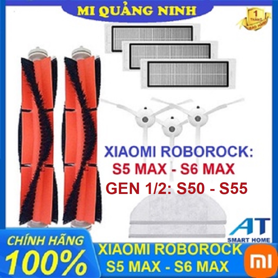 Phụ kiện Robot Xiaomi Roborock S5 Max, S6 MaxV,Roborock: S50, S55 - Lọc hepa, Chổi giữa, Chổi chính, Khăn lau, Chổi cạnh