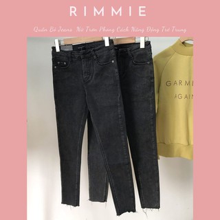 [ Hàng có sẵn ] Quần Bò Jeans Cạp Cap Nữ Trơn Phong Cách Năng Động Trẻ Trung Co Giãn Thoải Mái