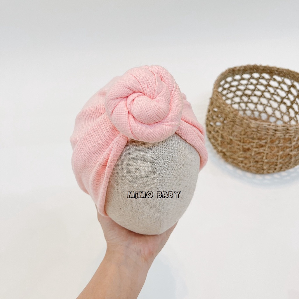 [Mã SKAMSALE8 giảm 10% đơn 200K] Mũ turban bé gái - hồng baby (4-8kg)