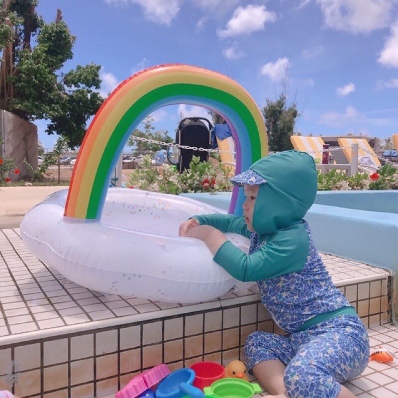 Phao Bơi Mây Cầu Vồng Chống Lật An Toàn Cho Bé 0-4 Tuổi Kèm Bơm Tay