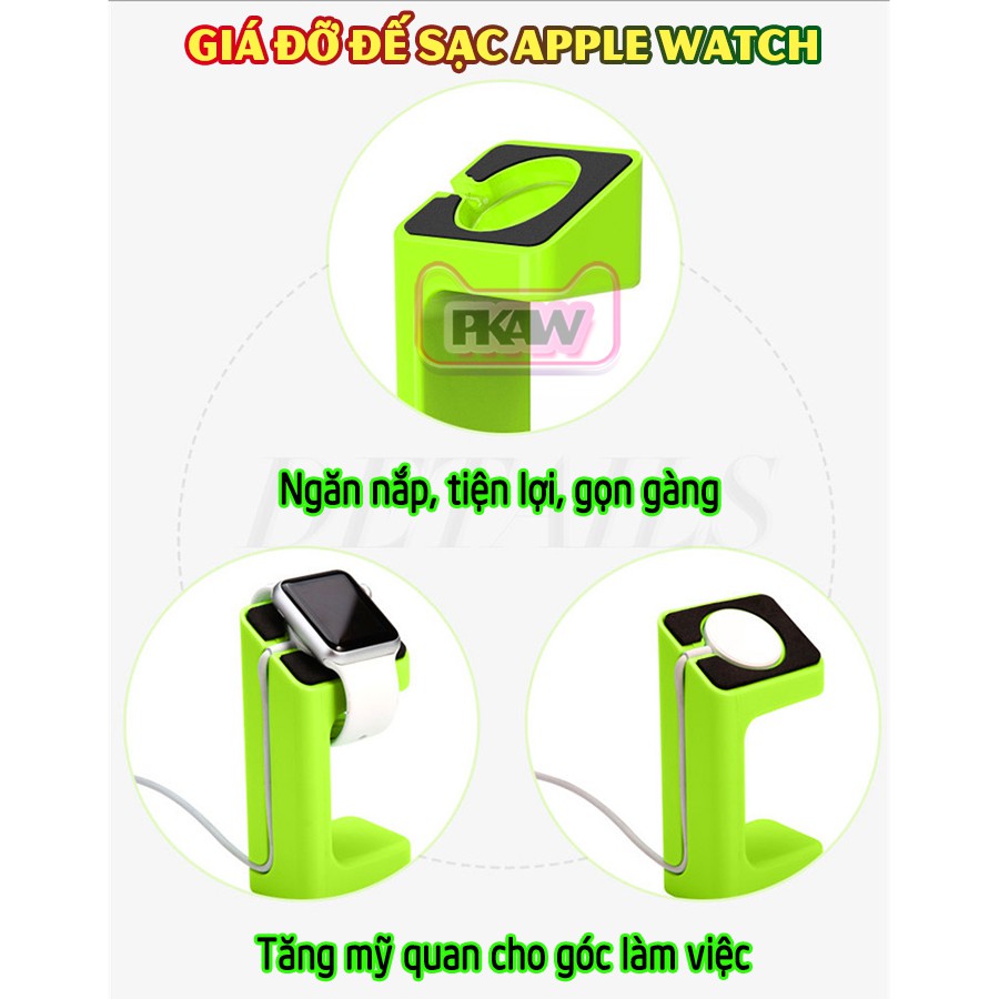 Giá đỡ đế sạc cho đồng hồ thông minh Apple Watch 7/6/5/4/3/2/1 size 38/40/41/42/44/45mm nhựa PVC dạng đứng - nhiều màu