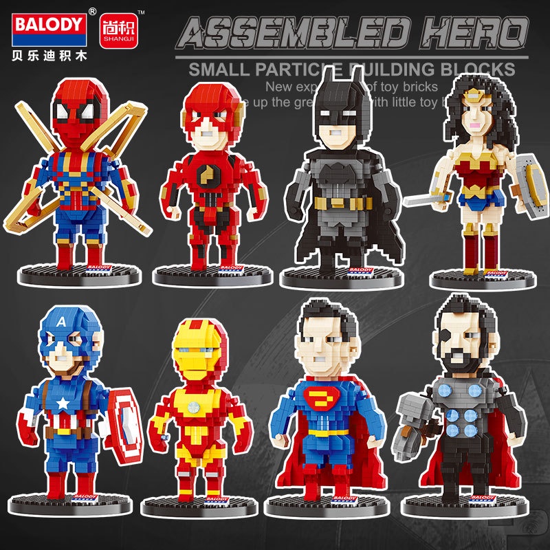 xếp hình le go super hero minifigures lắp ráp ironman batman người nhện thanos nanoblocks nano block cho bé BALODY