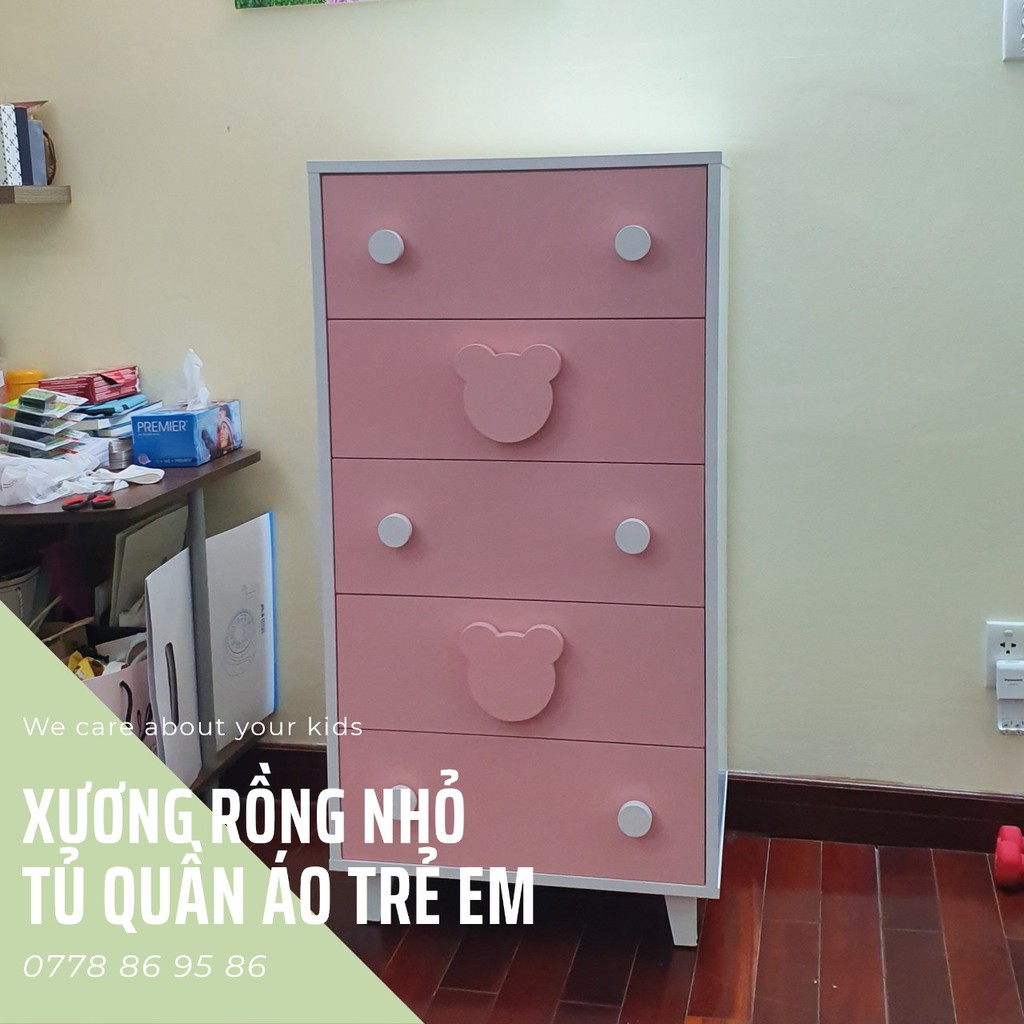 Tủ quần áo 5 ngăn kéo xinh xắn cho bé gái