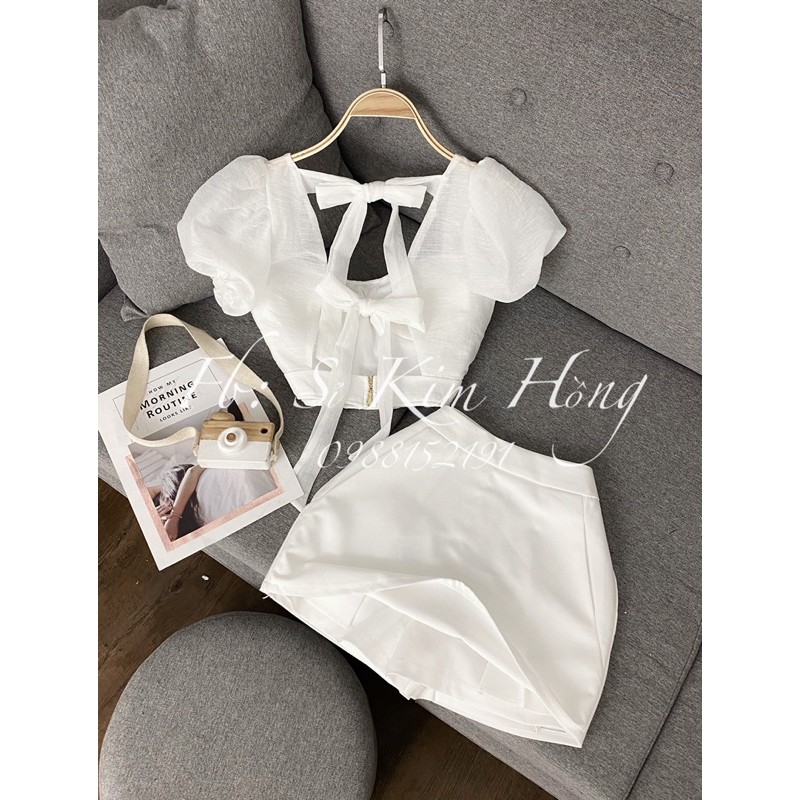 Áo kiểu hở lưng croptop , hình shop tự chụp
