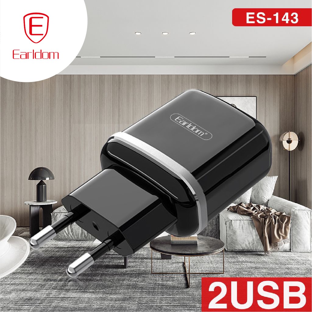 Bộ sạc hỗ trợ 2 cổng USB, 3 dây sạc Earldom ES-143