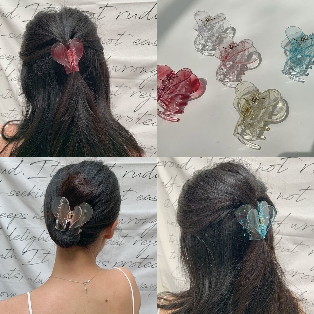 Kẹp tóc hình trái tim màu hồng thời trang phong cách Hàn Quốc