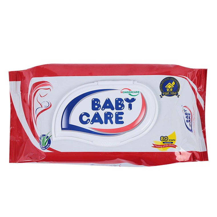 Combo 8 khăn giấy ướt BabyCare 80 tờ - Hương phấn