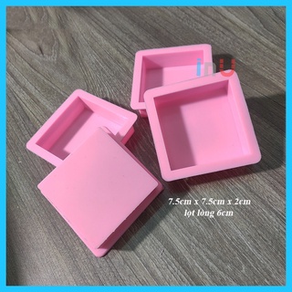 [Vuông 6cm x cao 2-3cm] Combo 2 khuôn silicon vuông làm xà bông handmade, đổ socola, rau câu thạch pudding