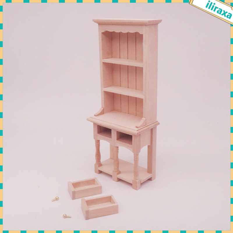 Handmade Wooden 1/12 Scale Doll House Miniature Furniture Storage Shelf Doll Tiny Scene Living Room Bedroom DIY Decor Props Accessories Birthday Gifts