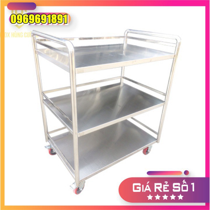 GIẢM GIÁ Xe đẩy inox 3 tầng có 2 bát to chuyên dùng cho spa, thẩm mỹ viện