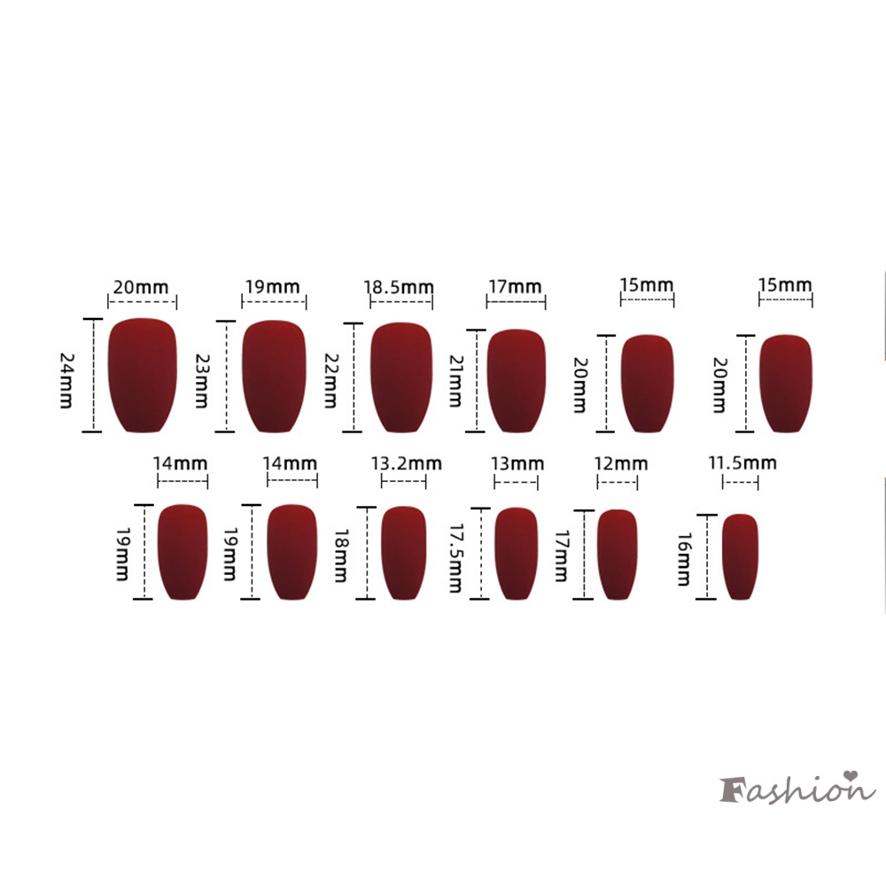 Bộ 24 Móng Tay Giả Hình Nơ Đỏ Trắng Trái Tim Có Thể Tháo Rời Ốp