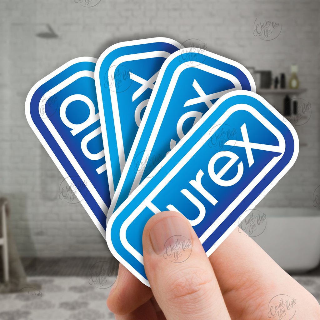 Combo 15 sticker hình dán decal logo Durex chất liệu chống nước trang trí xe, điện thoại, laptop,...