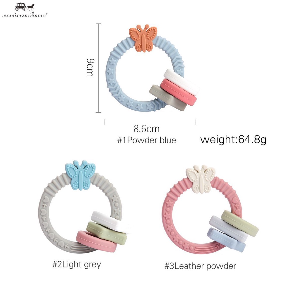 Đồ chơi vòng ngậm mọc răng MAMIMAMIHOME mặt hình bướm bằng silicon cấp thực phẩm không chứa BPA cho bé sơ sinh