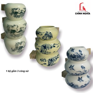 Cóng sứ chim chào mào 1 bộ gồm 3 cái