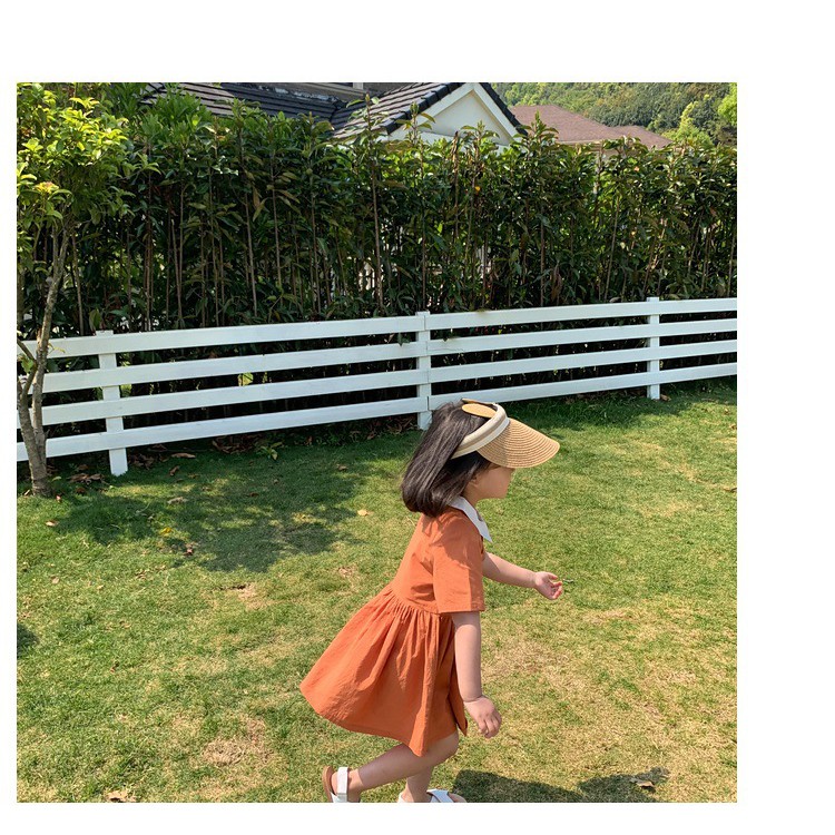 Váy bé gái có cổ màu cam