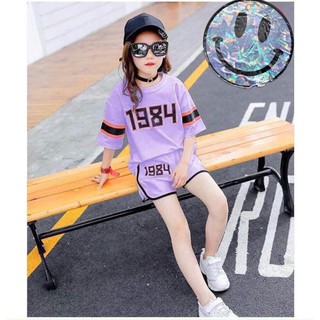 Set đồ mùa hè bé gái, Mã GA3 màu tím, chất liệu cotton, phong cách cực chất