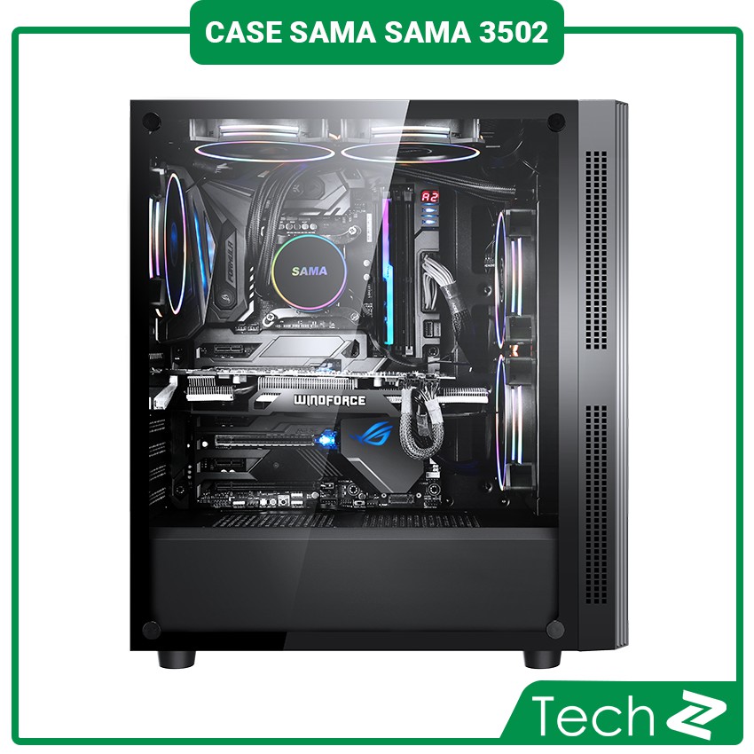 Vỏ Case SAMA 3502 (No Fan / Mid Tower / Màu đen/Led RGB)