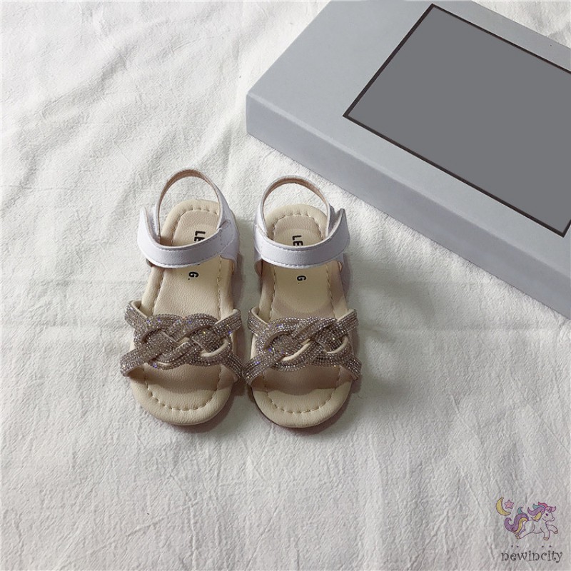 Giày sandal đế mềm đính đá phong cách Hàn Quốc xinh xắn thời trang cho bé gái