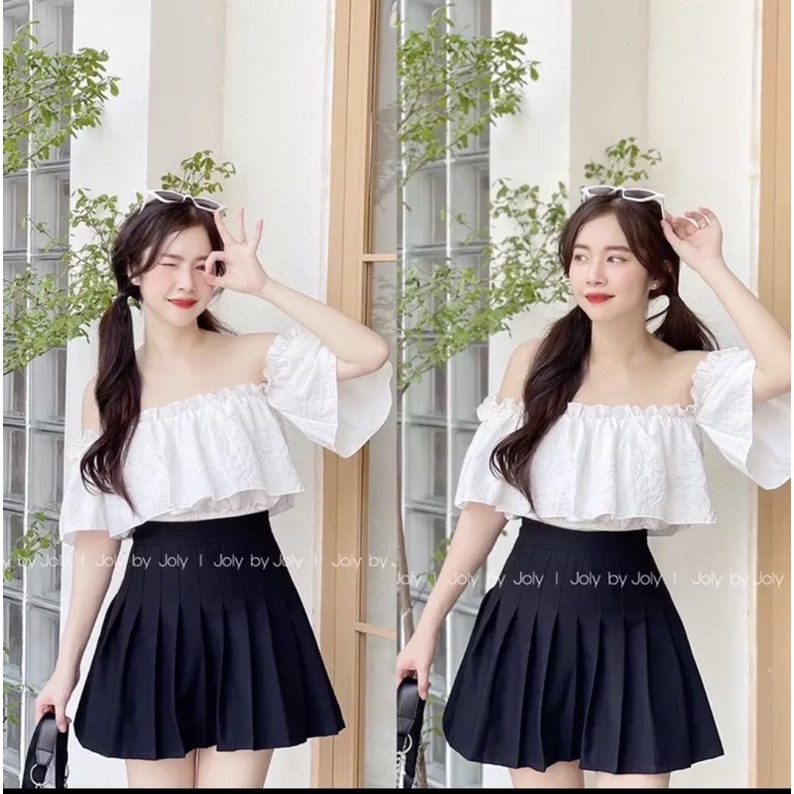 Sét chân váy tennis áo bẹt vai xinh đẹp lắm luôn s10