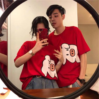 Áo phông đôi hình chú heo đáng yêu