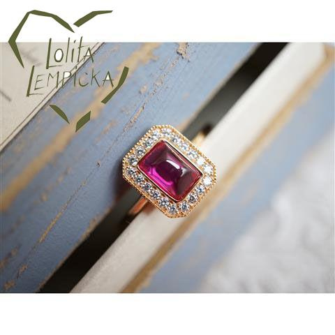 Nhẫn Mặt Vuông Đính Đá Ruby Phong Cách Retro Nhật Bản