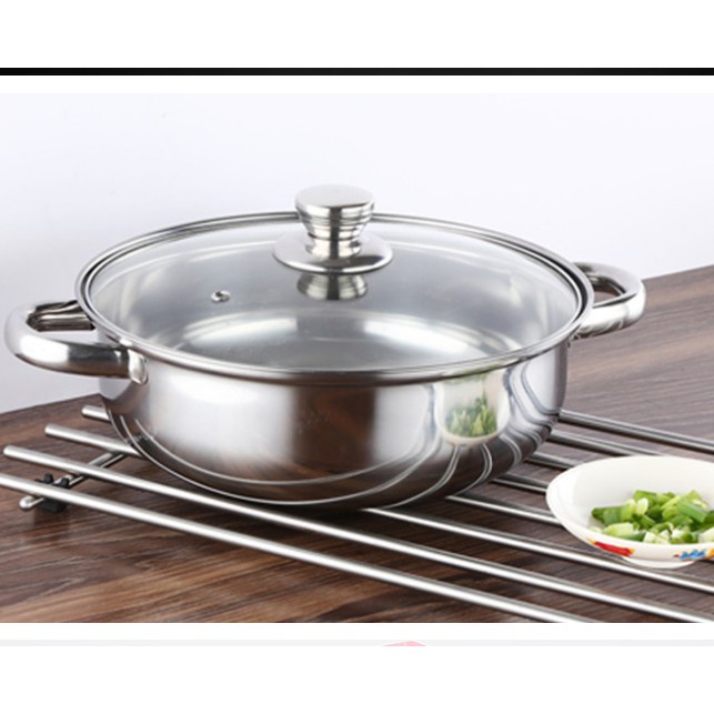 Nồi lẩu liền mini đa năng 28cm INOX SÁNG BÓNG