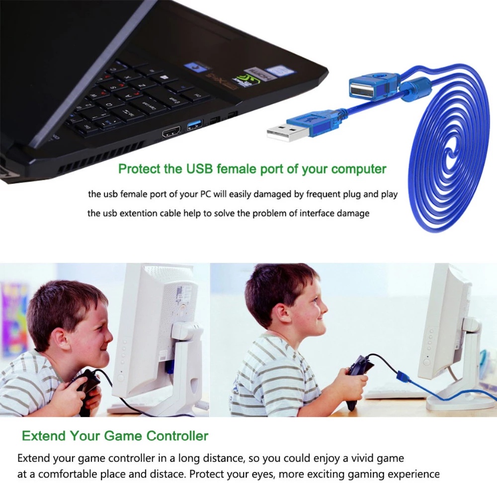 Dây Cáp Nối Dài Tốc Độ Cao USB 2.0 Dành Cho Bàn Phím Máy Tính / Máy In / Chuột / Máy Ảnh