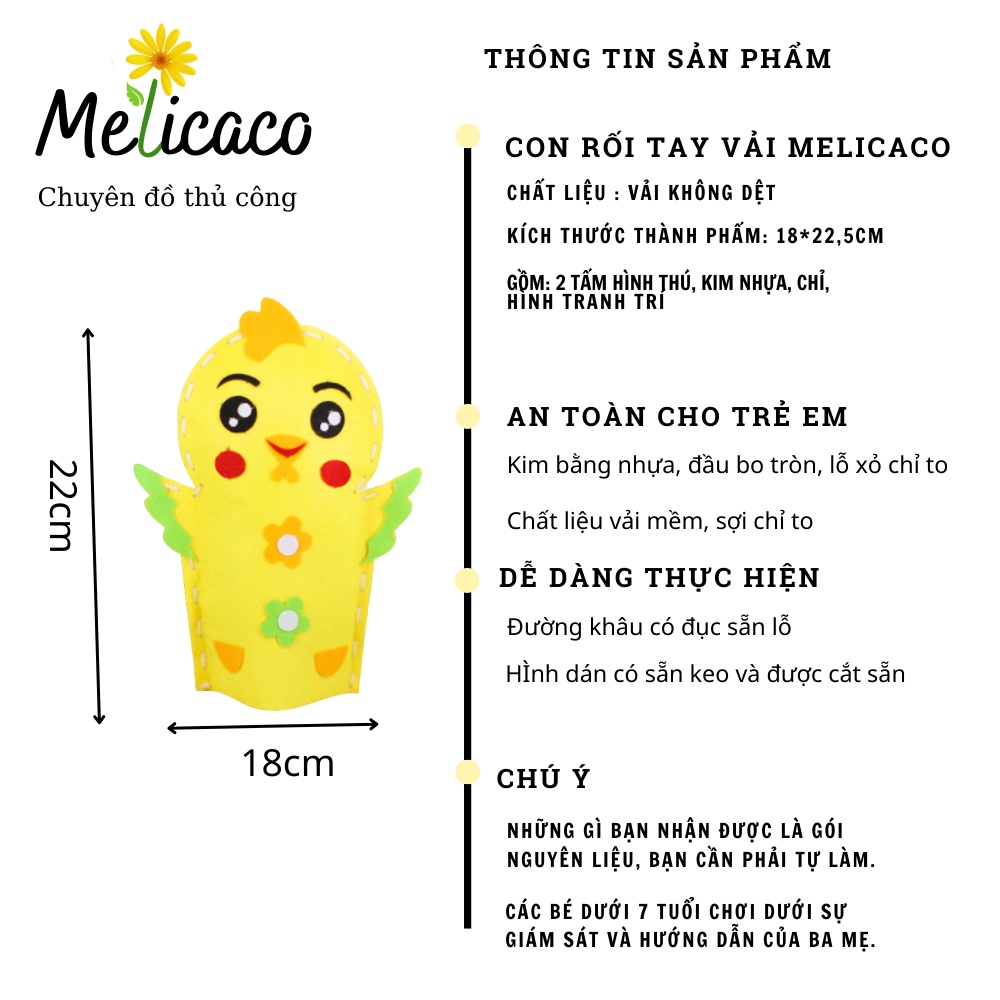 Nguyên liệu đầy đủ làm Con rối thú  bàn tay thủ công Melicaco