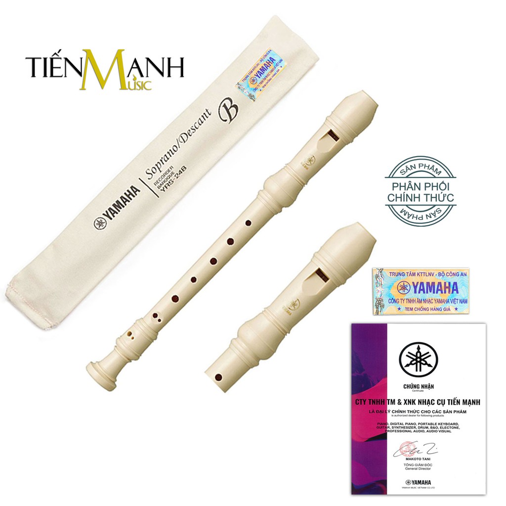 [Chính Hãng] Sáo Recorder Soprano Yamaha YRS-24B Tone C (Đô) Kiểu Baroque (B) - Có Tem Chống Hàng Giả YRS24B YRS 24B