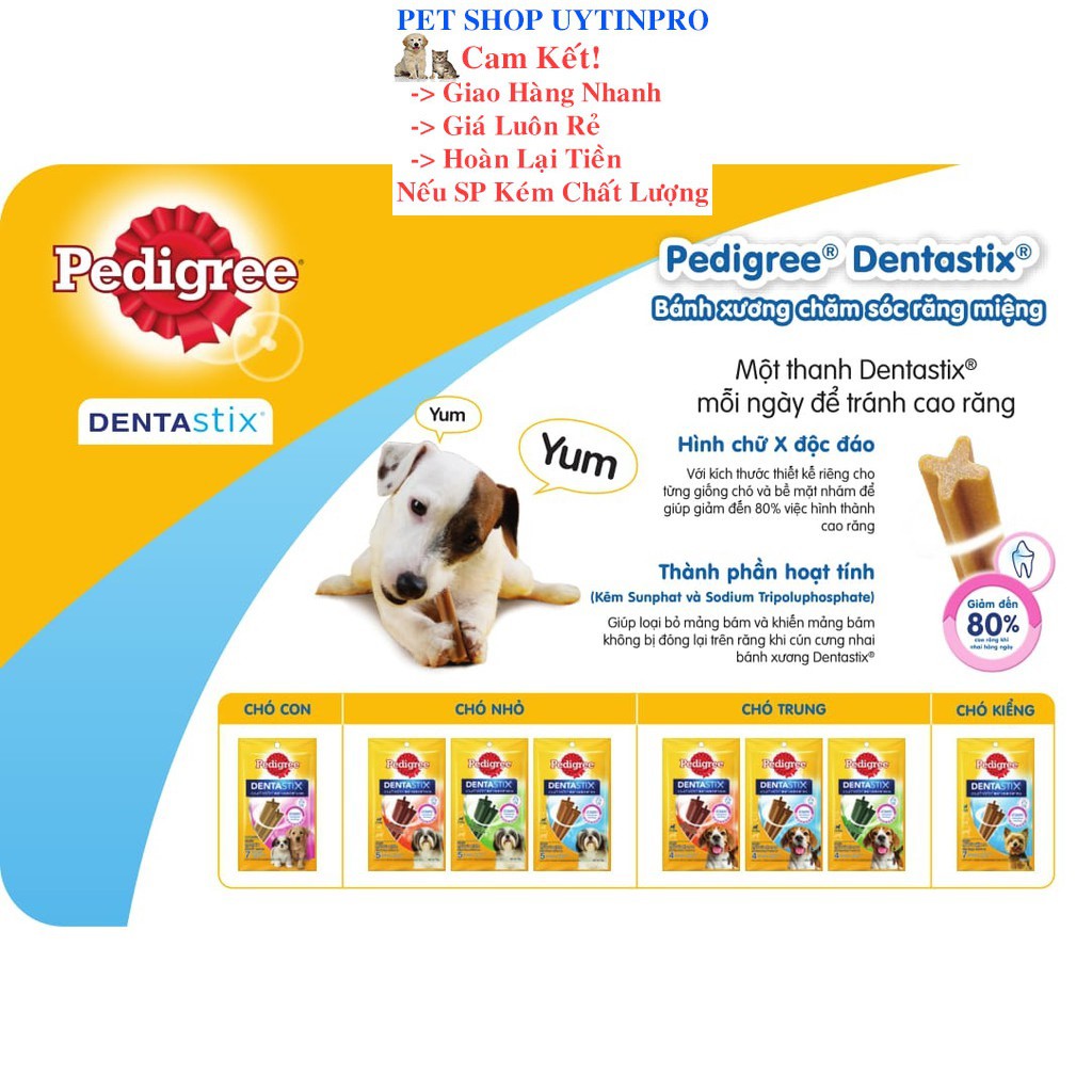 BÁNH XƯƠNG CHĂM SÓC RĂNG CHO CHÓ CON Pedigree Dentastix Small Dog Gói 75g Xuất xứ Thái Lan