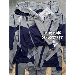 Bộ nỉ hoodie kéo khoá bé trai phối màu navy mckenzie