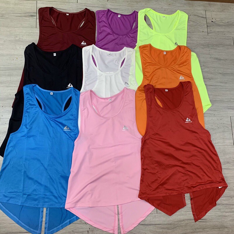 Áo tanktop tập Gym, Yoga nữ, Tanktop xẻ tà vải thun lưới