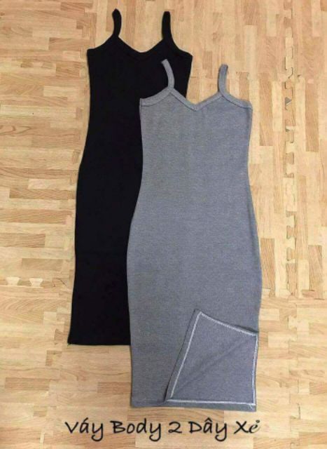 Váy dây body xẻ đùi thun gân | BigBuy360 - bigbuy360.vn