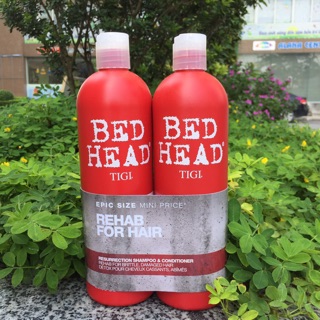 Cặp dầu gội - xả tigi bed head màu đỏ chính hiệu uk