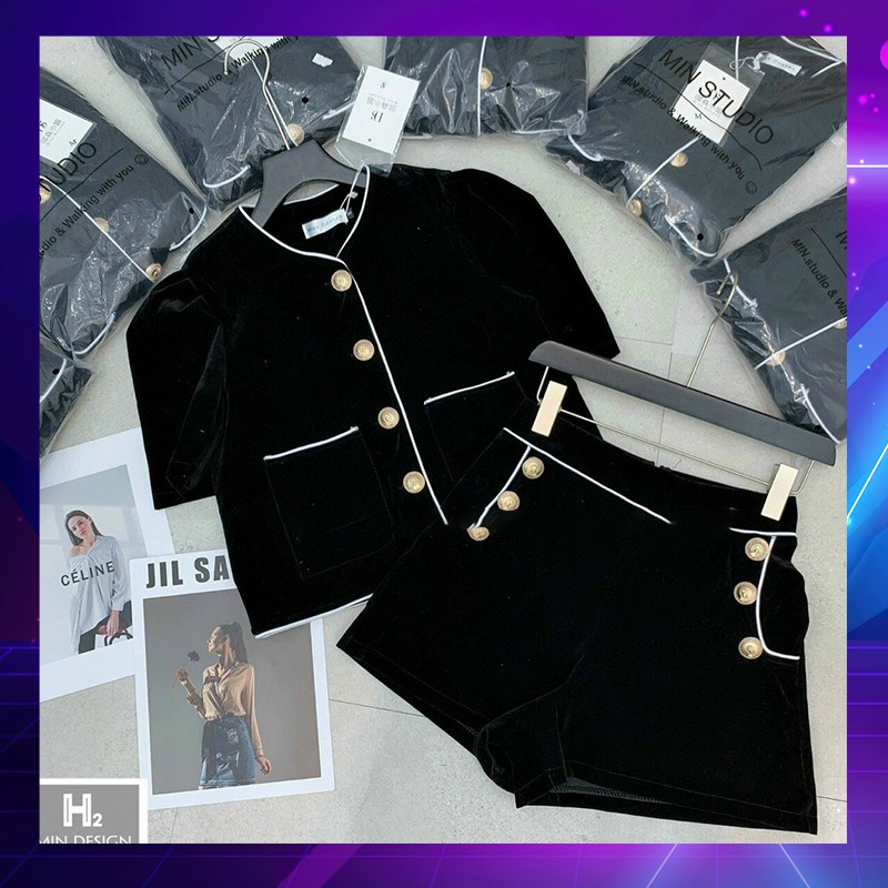 Set Bộ Viền Né Nút Cài Thật - Sang Trọng , Trẻ Trung , Phong Cách Hàn Quốc - Thời Trang Dressery Store