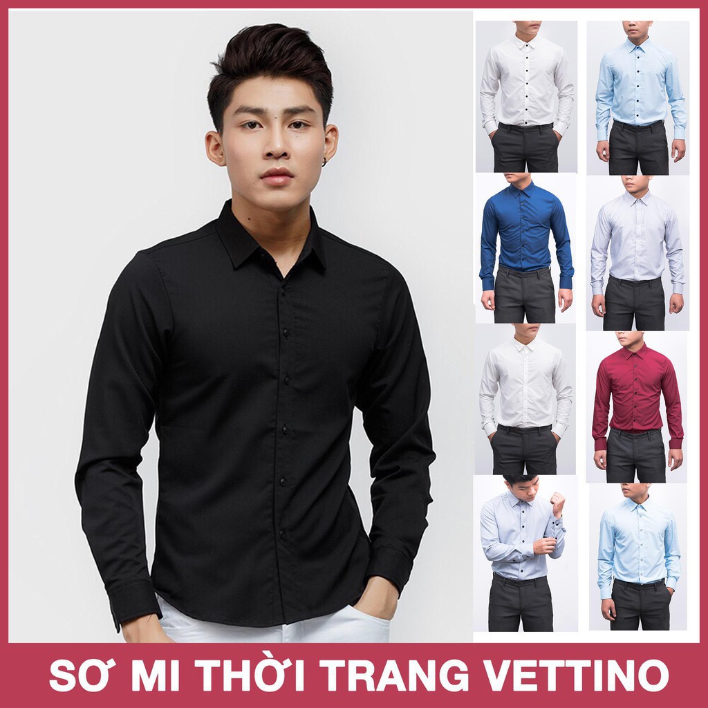 áo sơ mi nam Đen không nhăn SMT001-Dáng ôm Hàn Quốc Body - Dài tay