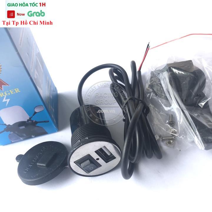 Sạc Điện Thoại Gắn Xe Máy Chống Nước Có Công Tắc Gắn Ghi Đông Xe Hoặc Dàn Áo