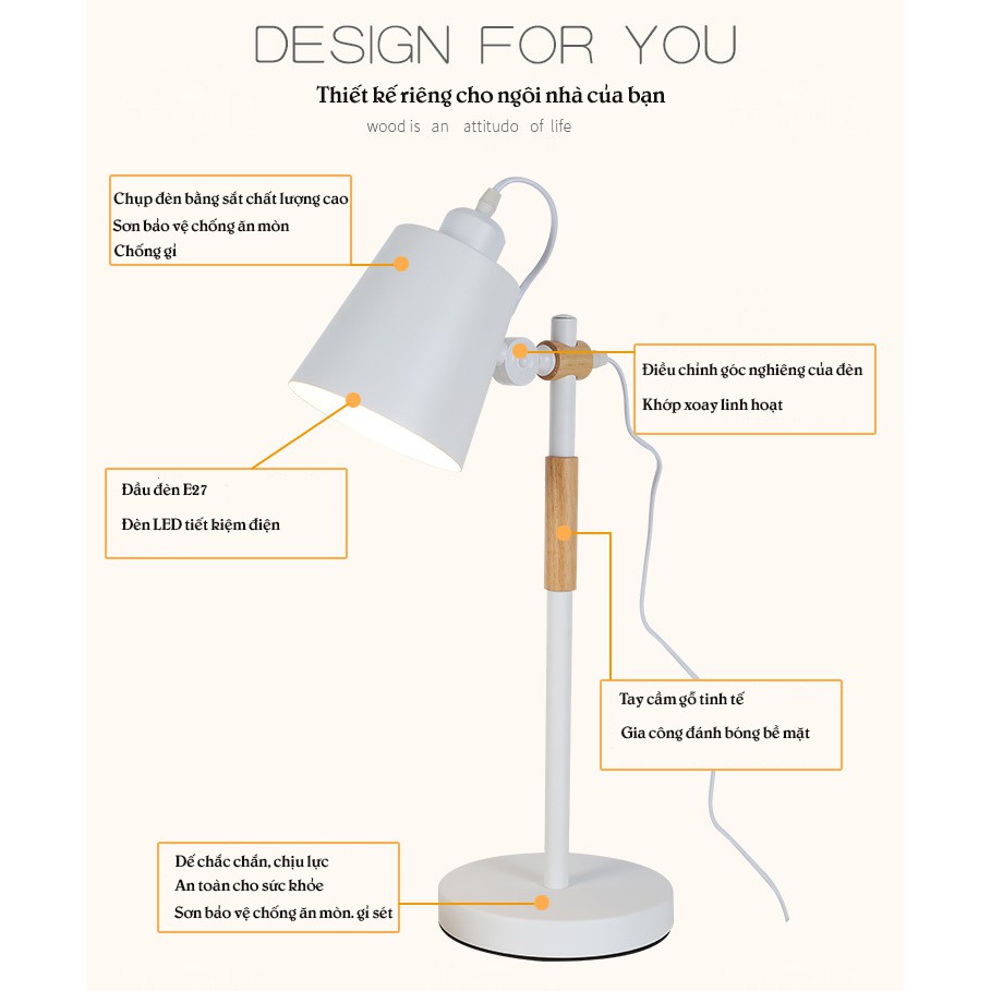 Đèn để bàn chống cận thị, bảo vệ mắt, đèn học thông minh, đèn học chống cận thị, đèn gỗ sồi