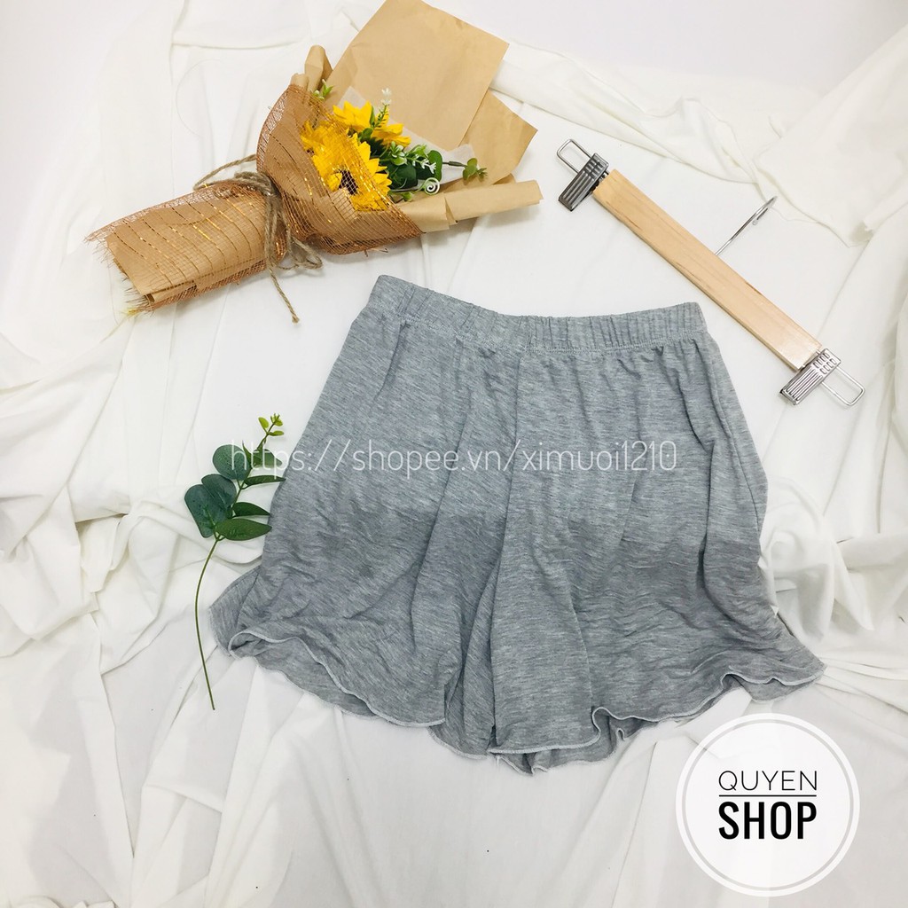 ♻Quần đùi thun xòe trơn cạp chun, Quần ngủ vải cotton lụa mịn mát co giãn [Video+Ảnh Thật]💚 | BigBuy360 - bigbuy360.vn