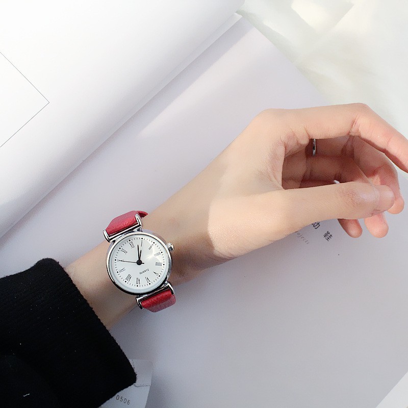 (giá sỉ) đồng hồ thời trang nữ dây da Viser mặt la mã v21