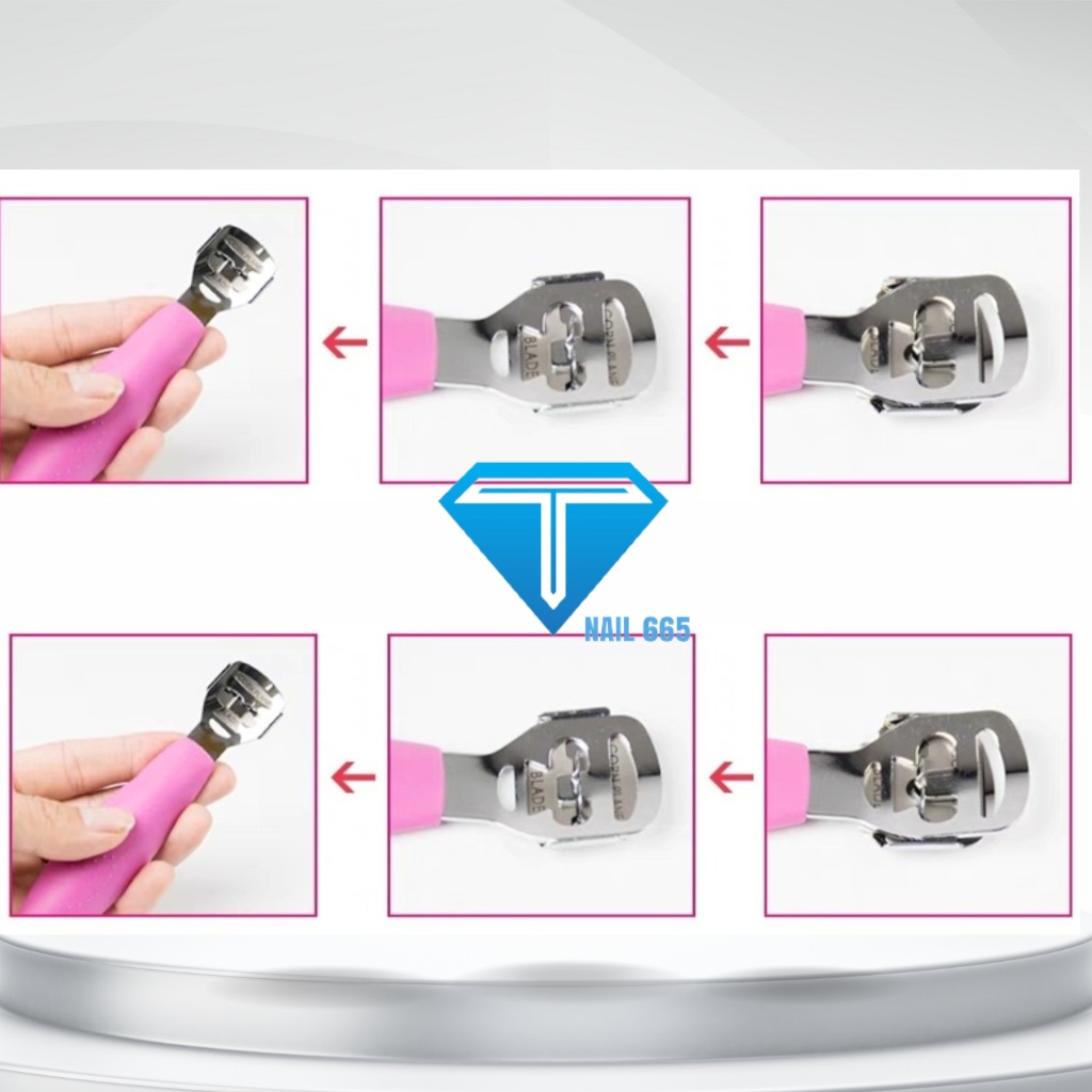Cây bào nạo gót chân, Dụng cụ chà gót chân và vết chai sần 2in1 bộ mài tẩy da chết kèm10 lưỡi cạo tiện lợi
