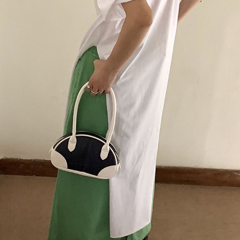 Túi xách IELGY đeo dưới cánh tay ghép nối màu đơn giản xinh xắn cho nữ