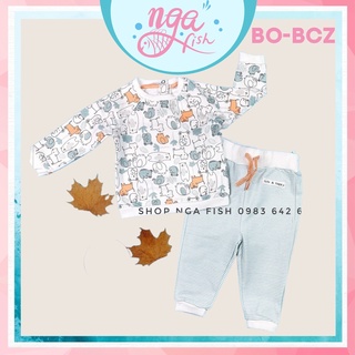 Bộ dài tay cho bé sơ sinh nỉ da cá baby club zoo nhí Nga Fish BO-BCZ01