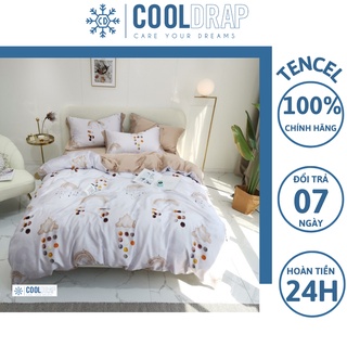 Bộ chăn ga gối lụa tencel cao cấp cool-luxury bộ chăn drap gối 04 món sang xịn mịn mát