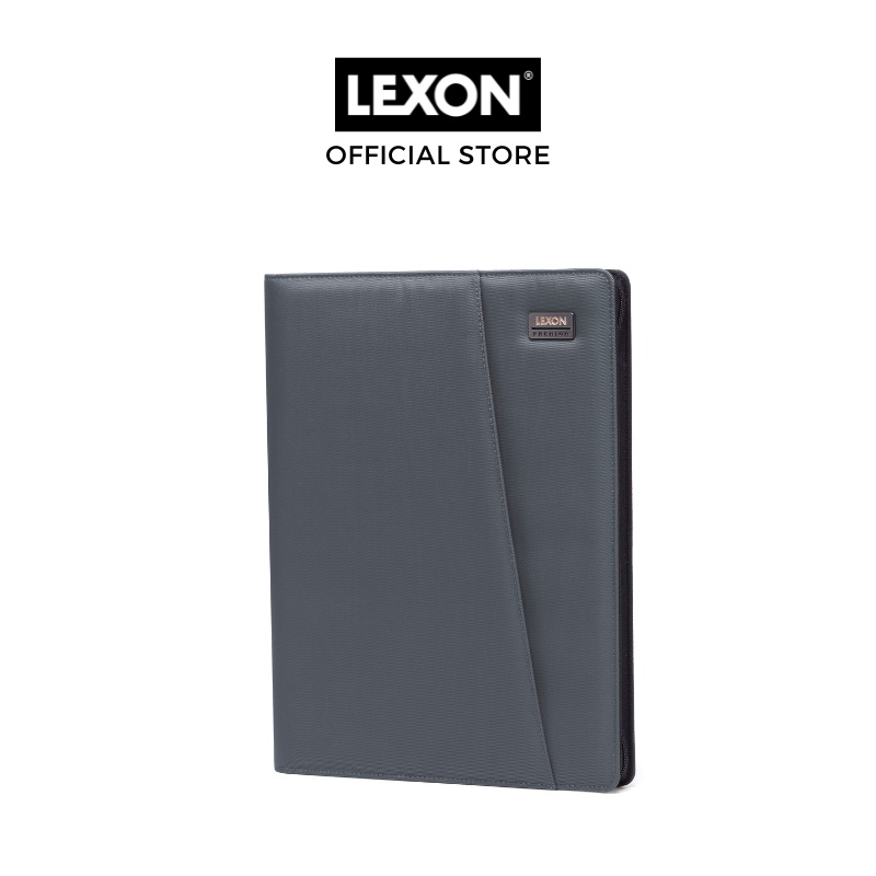 Cặp tài liệu A4 LEXON bọc da 50 trang màu xanh/xám/đen - PREMIUM+ A4 FOLDER