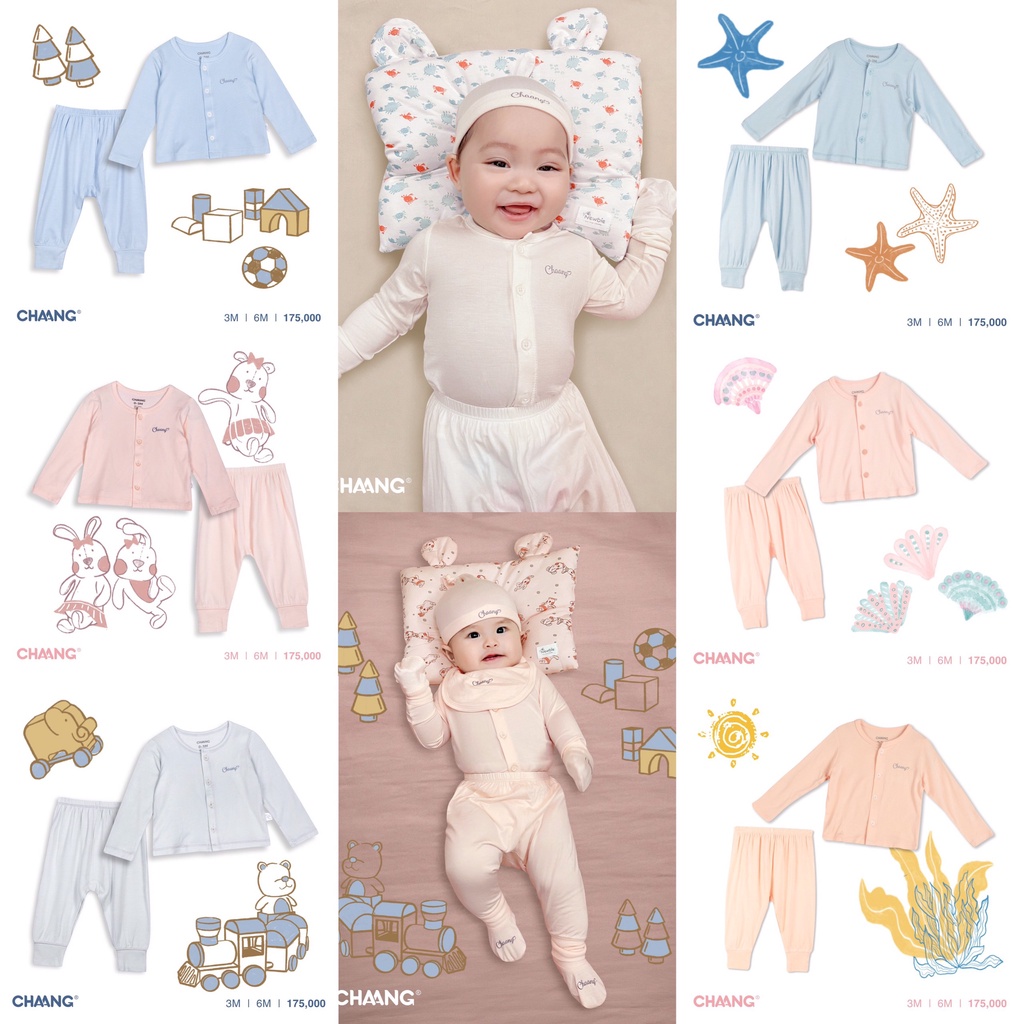 [CHÍNH HÃNG] Bộ áo dài tay quần dài khuy giữa sơ sinh Pony Chaang