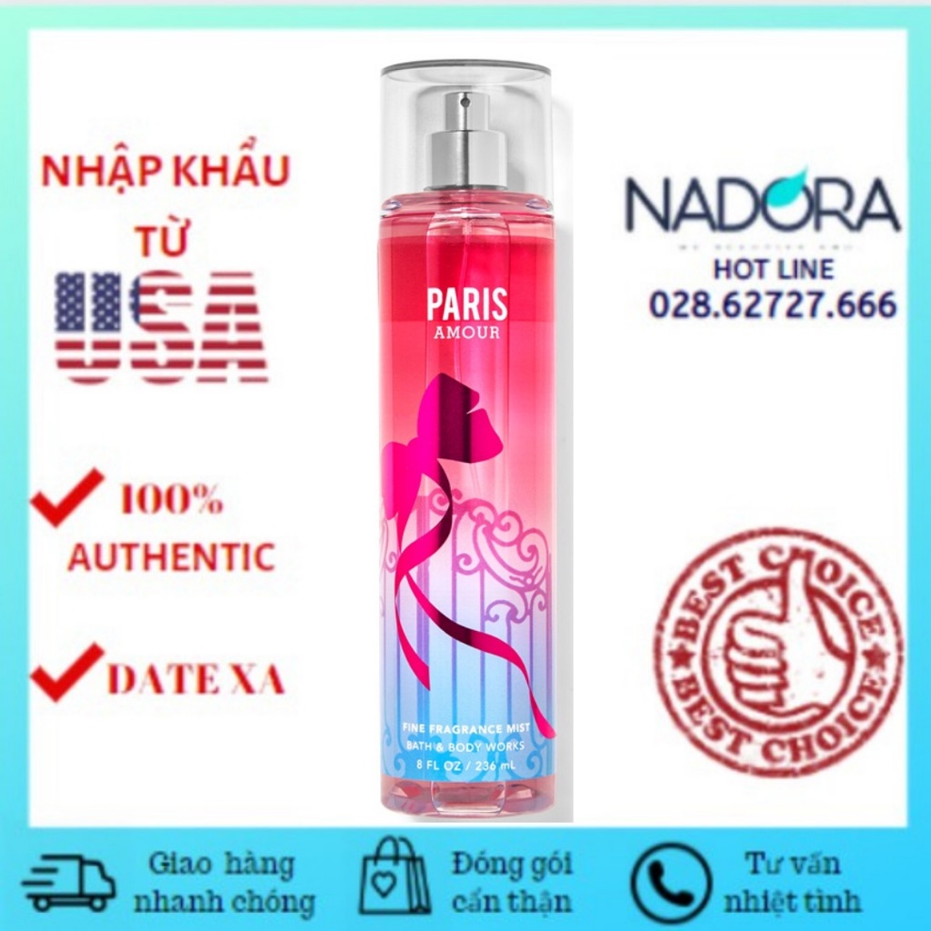 XỊT THƠM TOÀN THÂN BATH AND BODY WORKS BODY MIST - PARIS AMOUR - 236ML